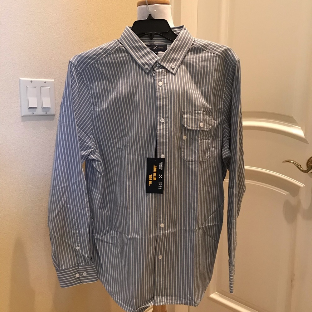 NWT Mark McNairy  blue stripe cotton shirt